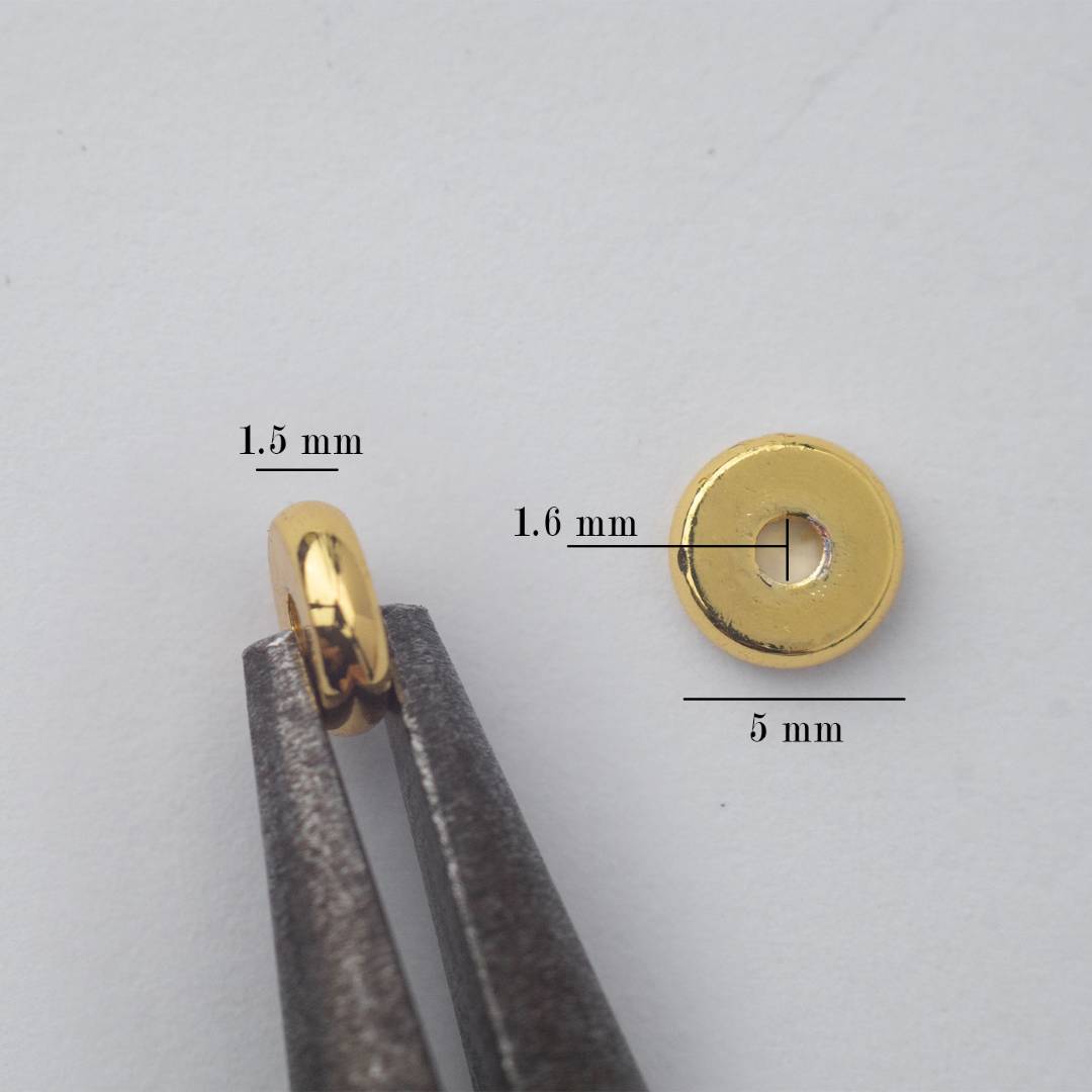 (20pcs) (5mm) Chip Donut Shaped Spacer Beads DIY Manik Donat Bulat Hypoallergenic Gold Plated
