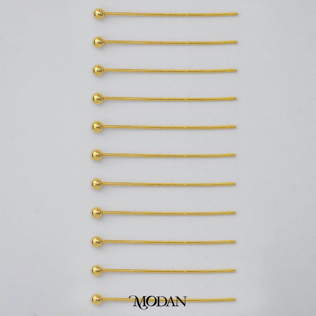 (20 pcs) (26mm) Head Pins Ball DIY Closure Point Paku Pentul Hypoallergenic Gold Plated