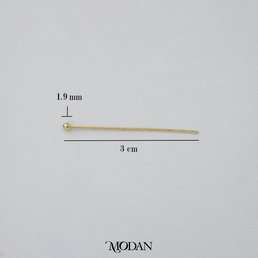 (20 pcs) (30mm) Head Pins Ball DIY Closure Point Paku Pentul Hypoallergenic Gold Plated
