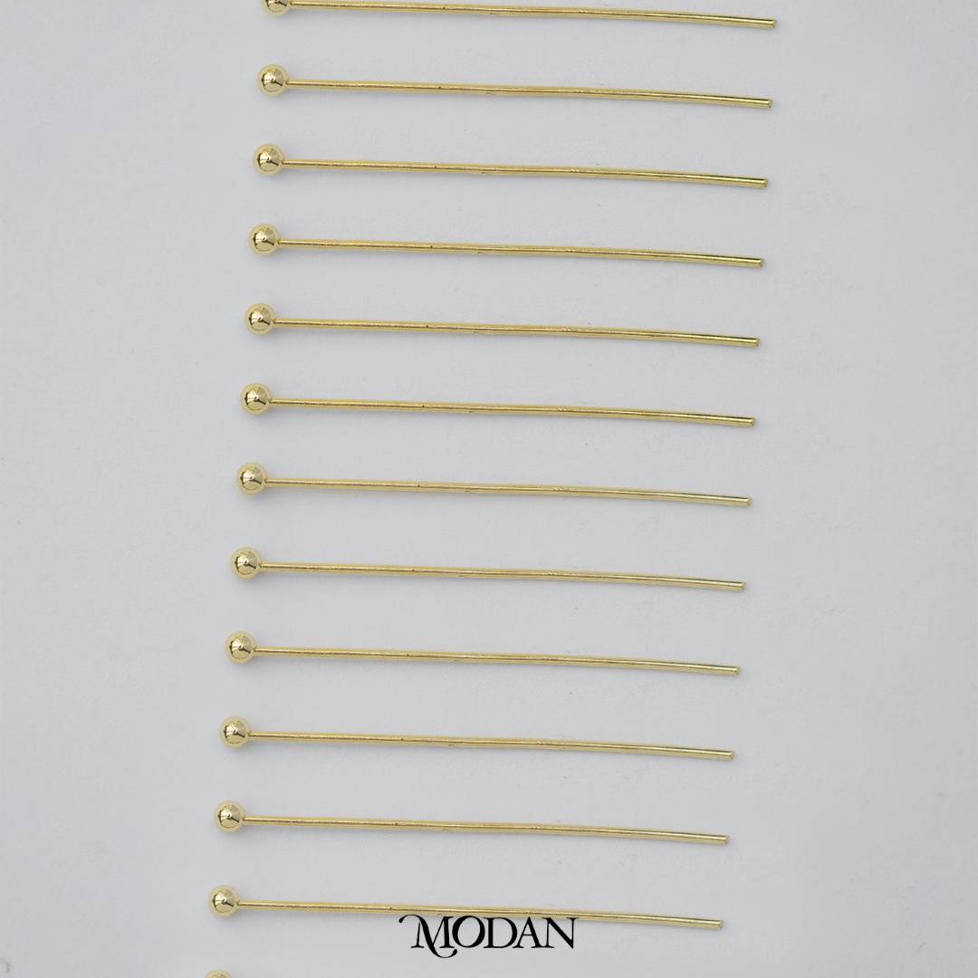 (20 pcs) (30mm) Head Pins Ball DIY Closure Point Paku Pentul Hypoallergenic Gold Plated