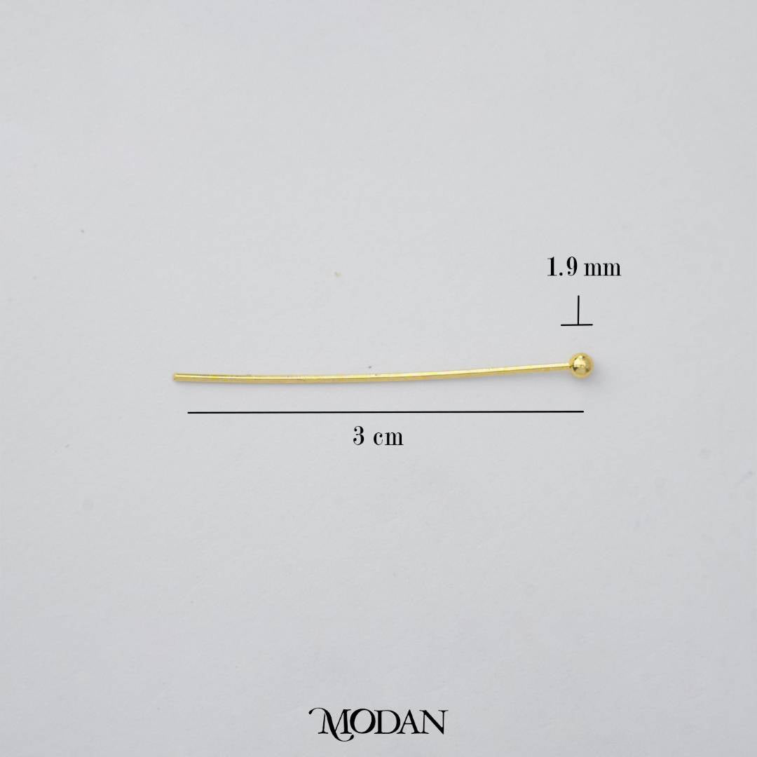 (20 pcs) (30mm) Head Pins Ball DIY Closure Point Paku Pentul Hypoallergenic Gold Plated