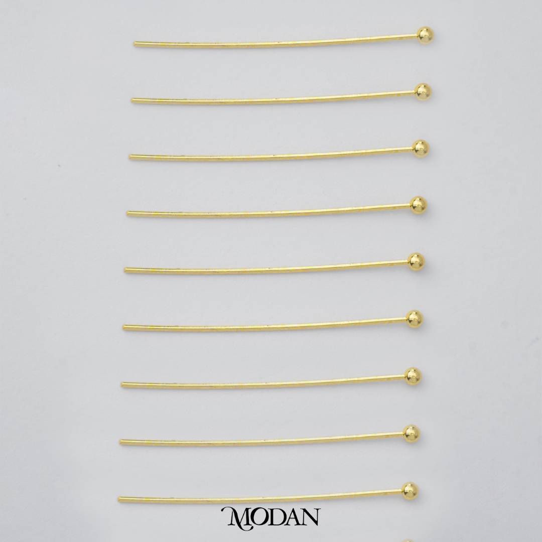 (20 pcs) (30mm) Head Pins Ball DIY Closure Point Paku Pentul Hypoallergenic Gold Plated