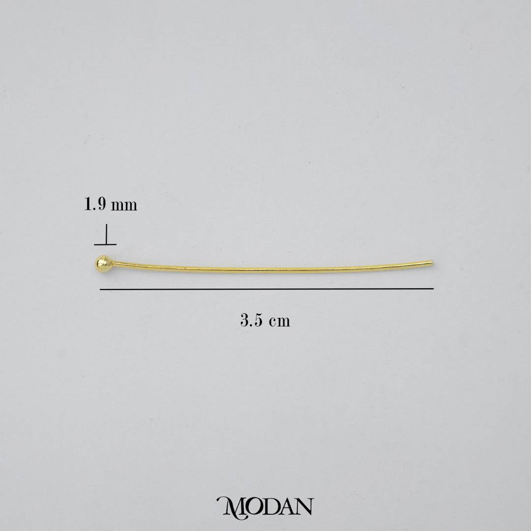 (20 pcs) (35mm) Head Pins Ball DIY Closure Point Paku Pentul Hypoallergenic Gold Plated