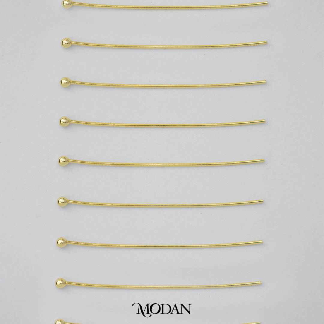 (20 pcs) (35mm) Head Pins Ball DIY Closure Point Paku Pentul Hypoallergenic Gold Plated