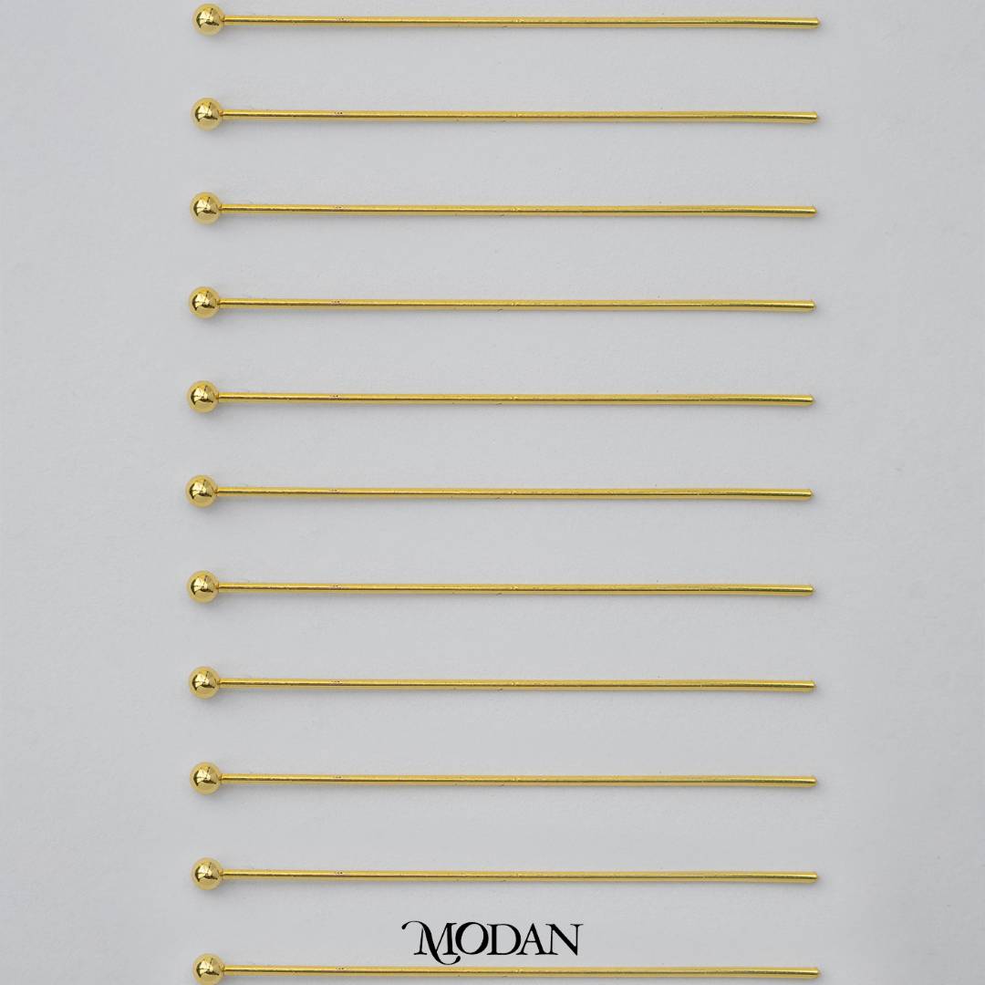 (20 pcs) (35mm) Head Pins Ball DIY Closure Point Paku Pentul Hypoallergenic Gold Plated