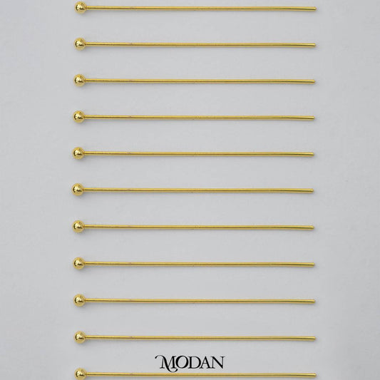 (20 pcs) (35mm) Head Pins Ball DIY Closure Point Paku Pentul Hypoallergenic Gold Plated