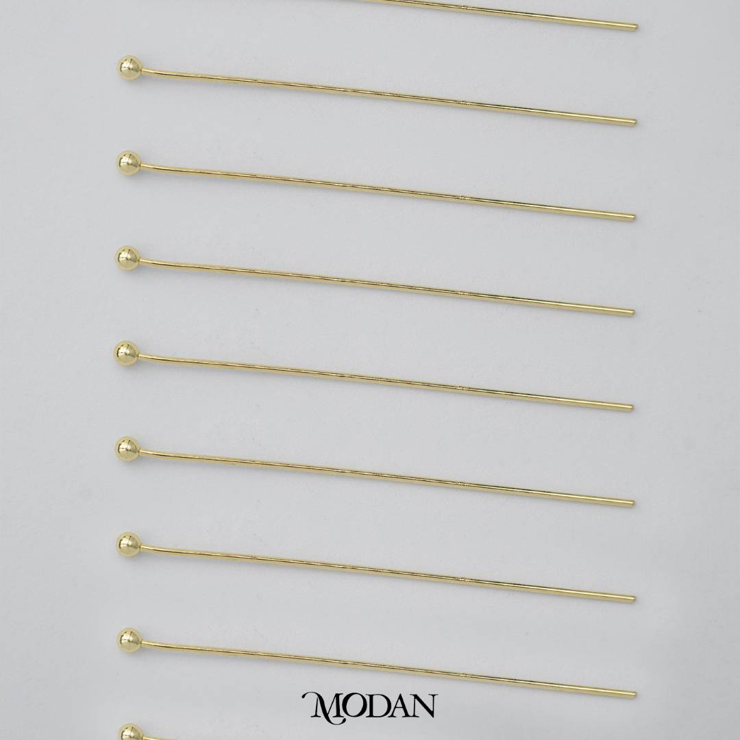 (20 pcs) (40mm) Head Pins Ball DIY Closure Point Paku Pentul Hypoallergenic Gold Plated
