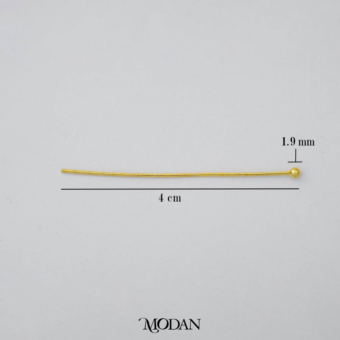 (20 pcs) (40mm) Head Pins Ball DIY Closure Point Paku Pentul Hypoallergenic Gold Plated