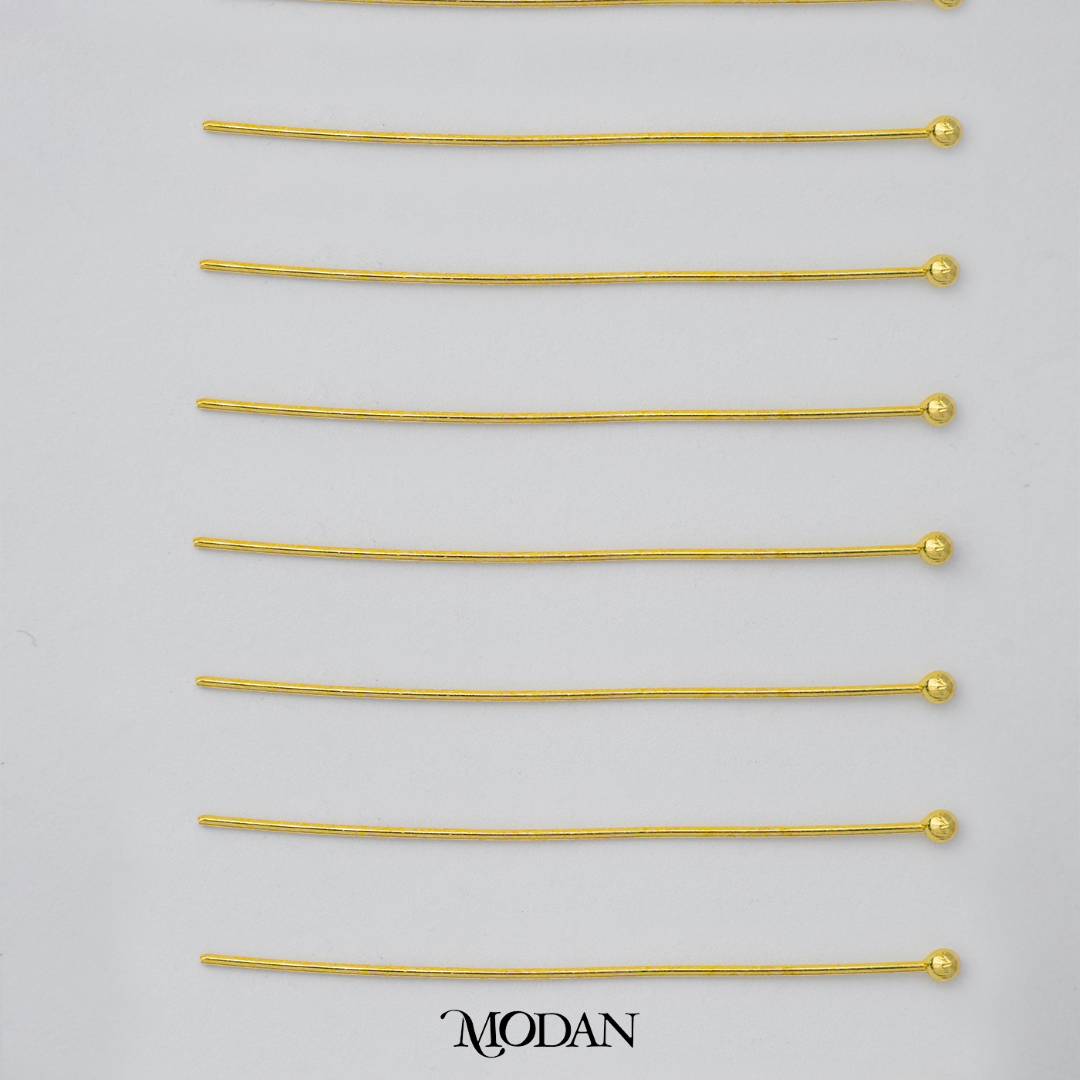 (20 pcs) (40mm) Head Pins Ball DIY Closure Point Paku Pentul Hypoallergenic Gold Plated