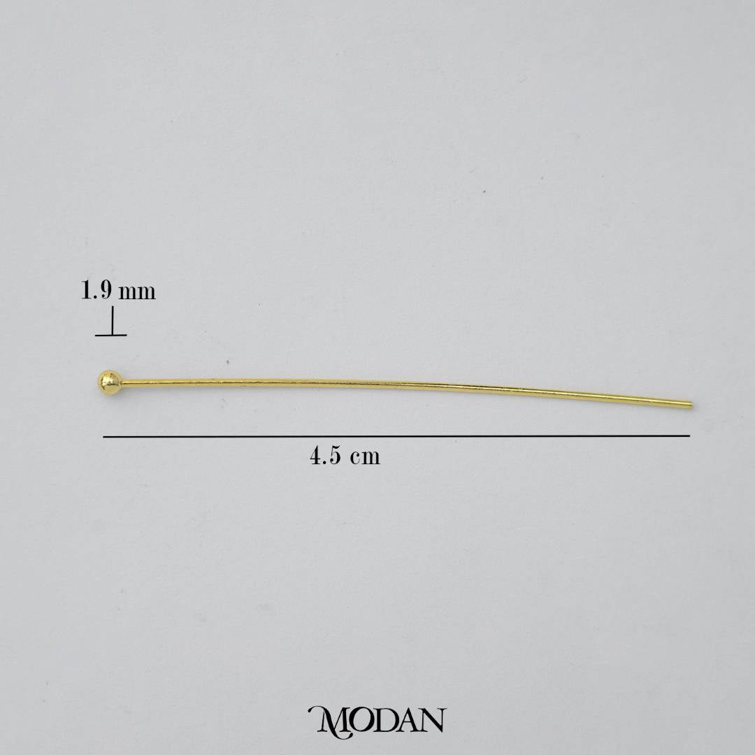 (20 pcs) (45mm) Head Pins Ball DIY Closure Point Paku Pentul Hypoallergenic Gold Plated