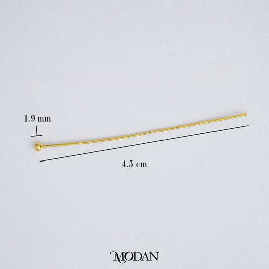 (20 pcs) (45mm) Head Pins Ball DIY Closure Point Paku Pentul Hypoallergenic Gold Plated