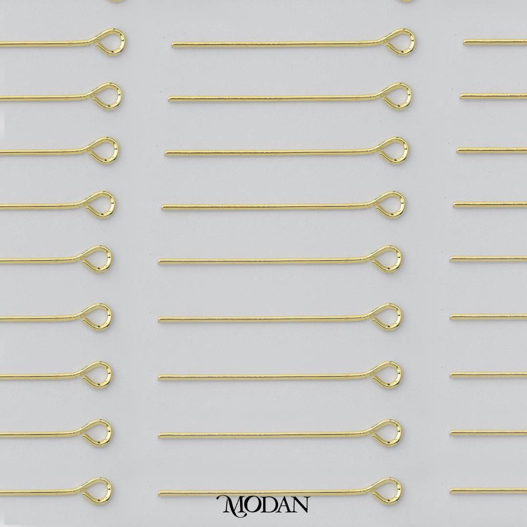 (20 pcs) (25mm) Gold Eye Pin DIY Closure Paku 9 Hypoallergenic Gold Plated