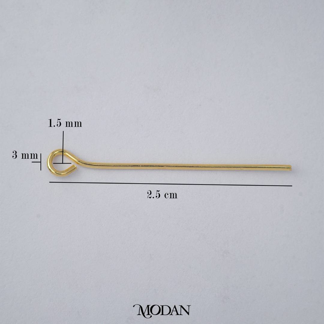 (20 pcs) (25mm) Gold Eye Pin DIY Closure Paku 9 Hypoallergenic Gold Plated