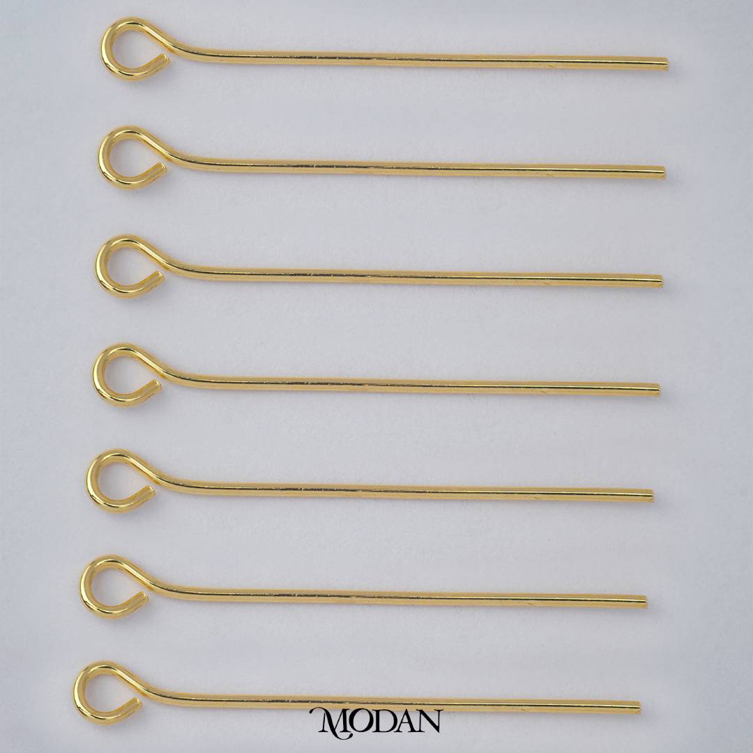 (20 pcs) (25mm) Gold Eye Pin DIY Closure Paku 9 Hypoallergenic Gold Plated