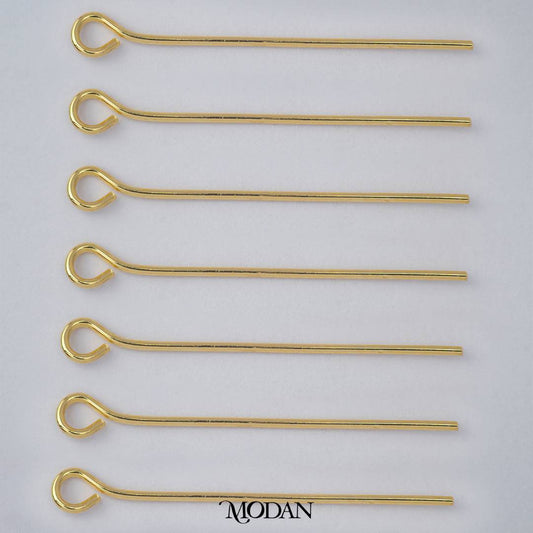(20 pcs) (25mm) Gold Eye Pin DIY Closure Paku 9 Hypoallergenic Gold Plated
