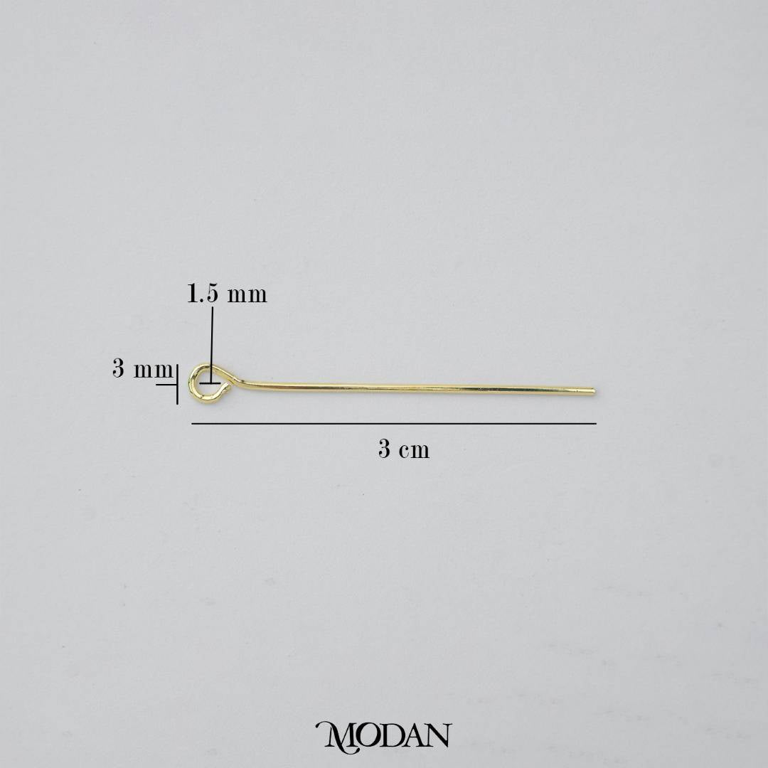 (20 pcs) (30mm) Gold Eye Pin DIY Closure Paku 9 Hypoallergenic Gold Plated