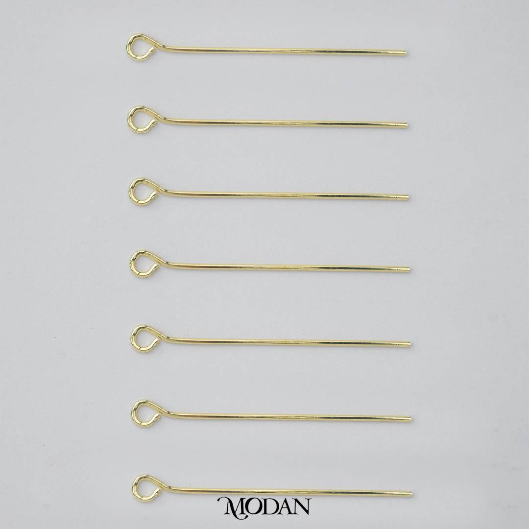 (20 pcs) (30mm) Gold Eye Pin DIY Closure Paku 9 Hypoallergenic Gold Plated