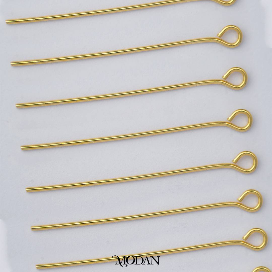 (20 pcs) (30mm) Gold Eye Pin DIY Closure Paku 9 Hypoallergenic Gold Plated