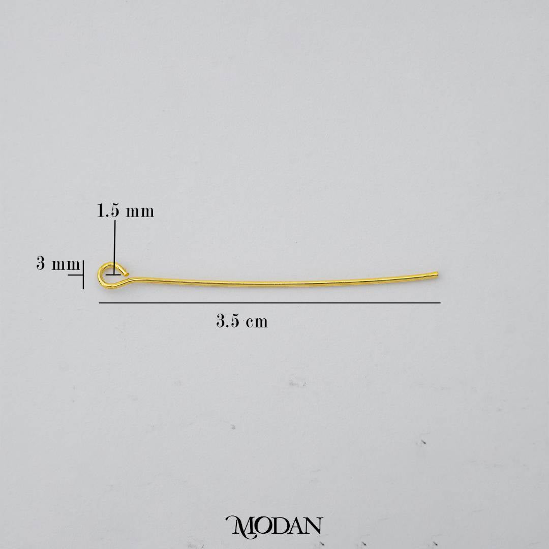(20 pcs) (35mm) Gold Eye Pin DIY Closure Paku 9 Hypoallergenic Gold Plated