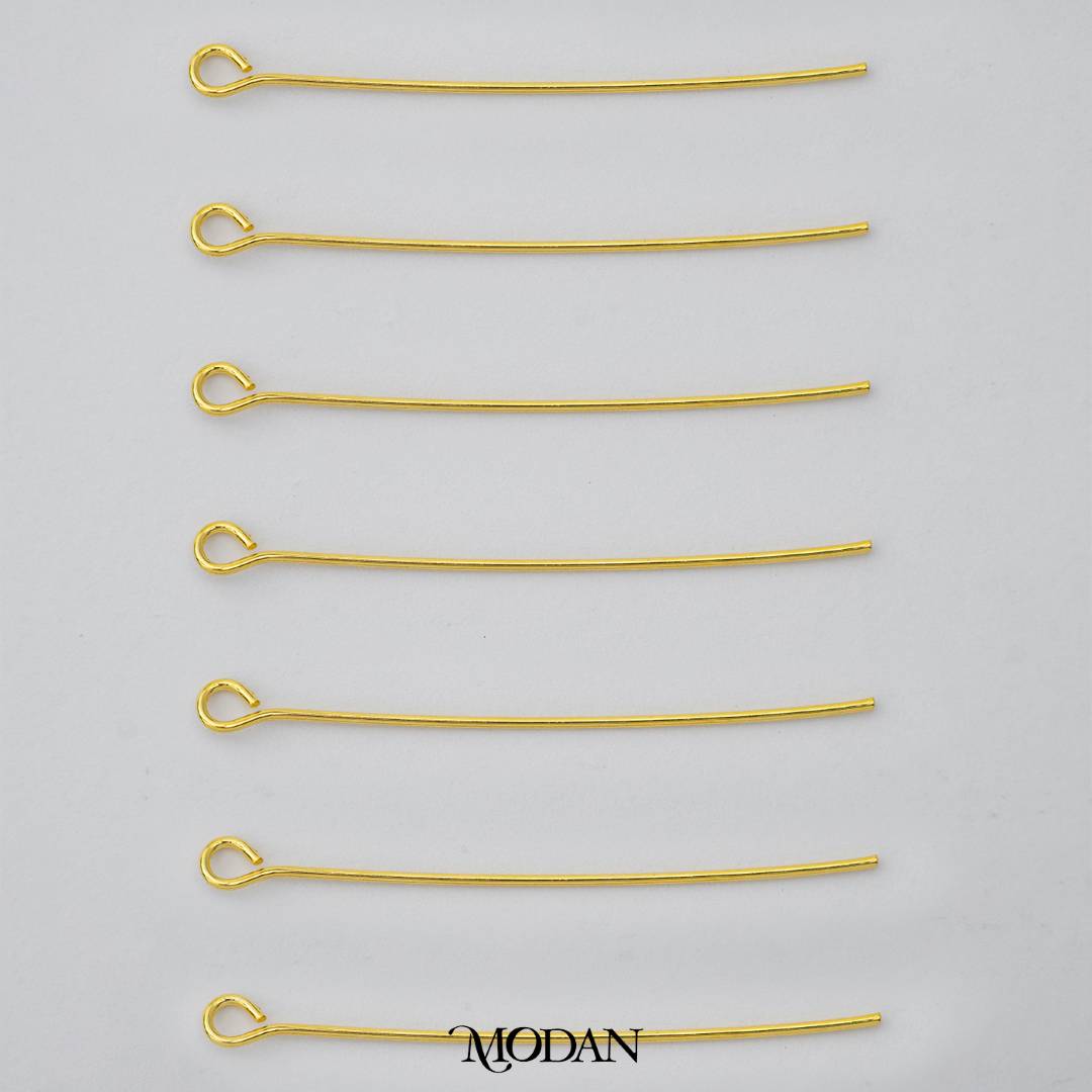 (20 pcs) (35mm) Gold Eye Pin DIY Closure Paku 9 Hypoallergenic Gold Plated