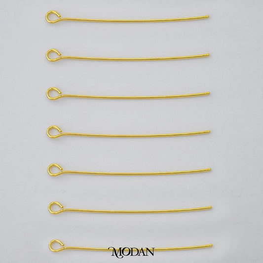 (20 pcs) (35mm) Gold Eye Pin DIY Closure Paku 9 Hypoallergenic Gold Plated