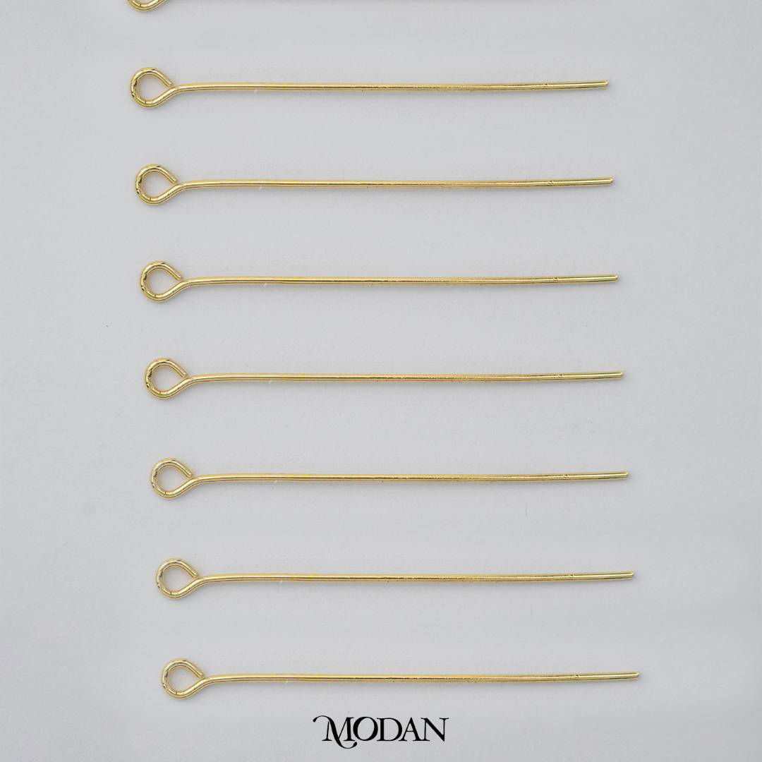 (20 pcs) (35mm) Gold Eye Pin DIY Closure Paku 9 Hypoallergenic Gold Plated
