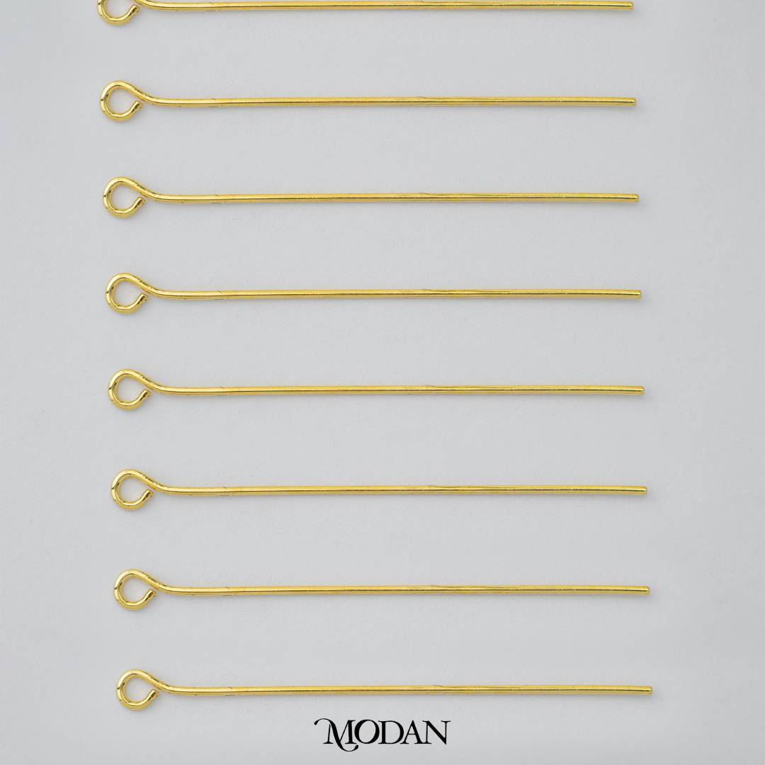 (20 pcs) (40mm) Golden Eye Pin DIY Closure Paku 9 Hypoallergenic Gold Plated