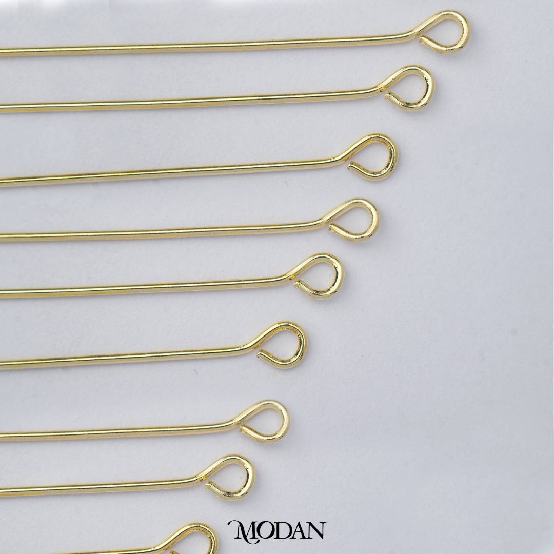 (20 pcs) (45mm) Golden Eye Pin DIY Closure Paku 9 Hypoallergenic Gold Plated