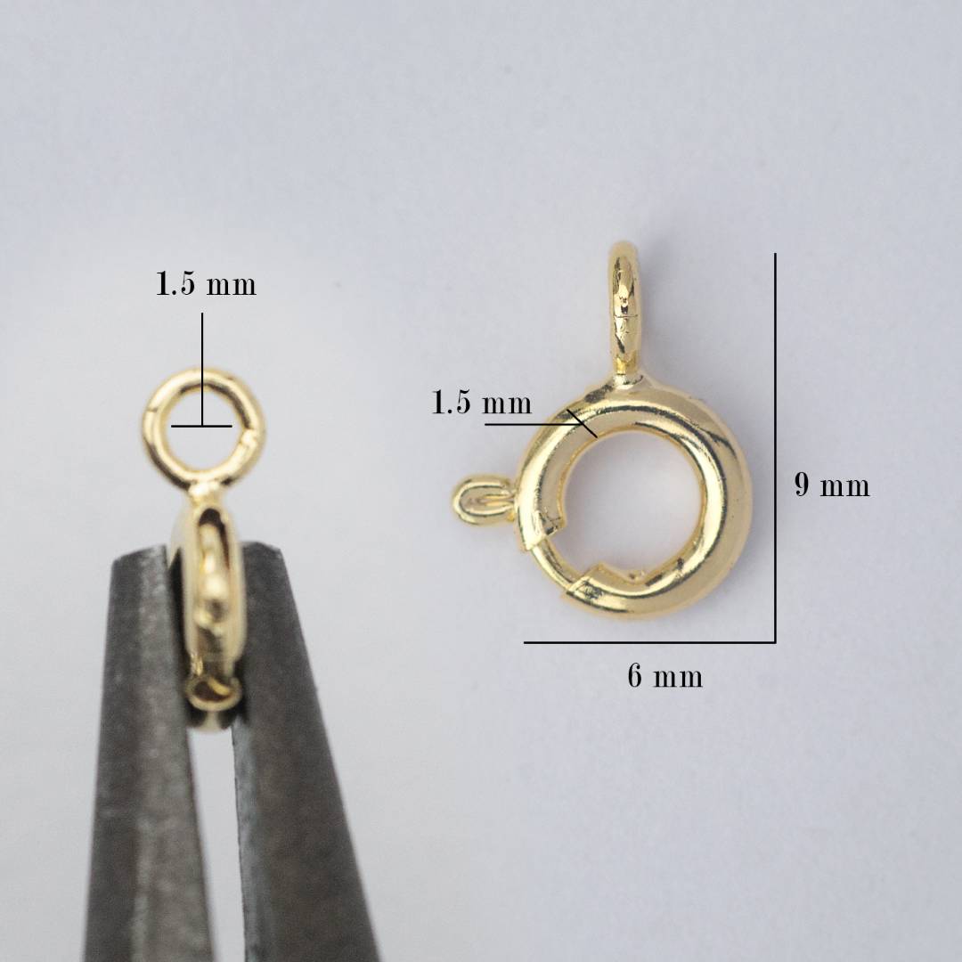 (5pcs) (9mm) Mini Round Clasp DIY Closure Pengait Kalung Bulat Kecil  Hypoallergenic Gold Filled