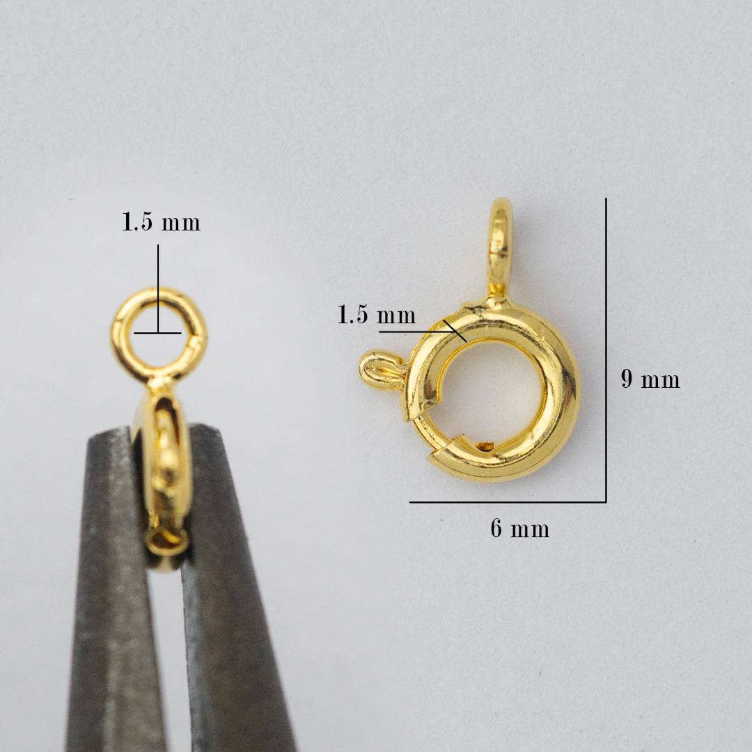 (5pcs) (9mm) Mini Round Clasp DIY Closure Pengait Kalung Bulat Kecil  Hypoallergenic Gold Filled