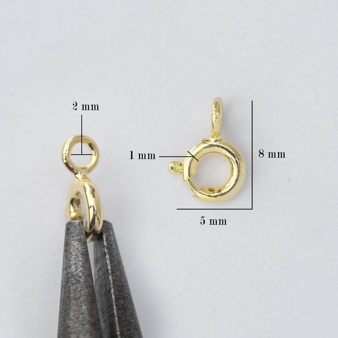 (5pcs) (8mm) Mini Round Clasp DIY Closure Pengait Kalung Bulat Kecil  Hypoallergenic Gold Filled