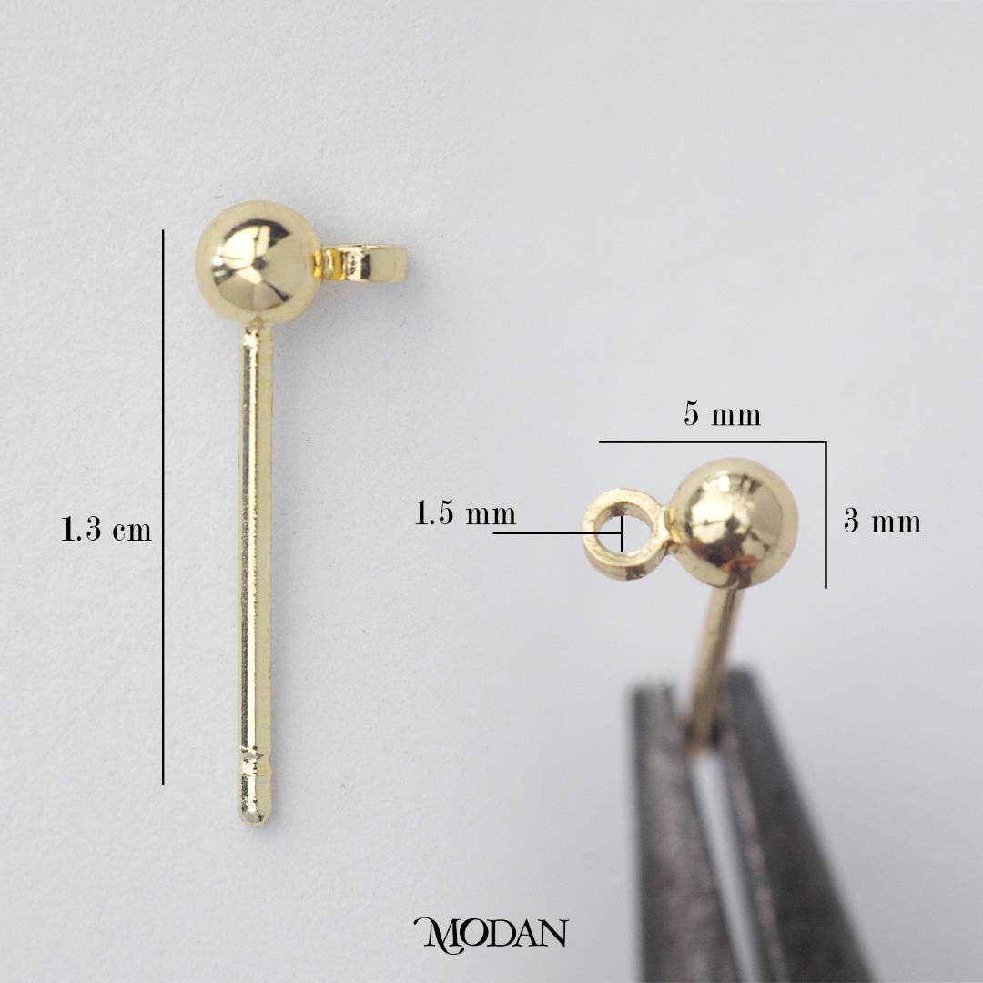 (10pcs) Plain Round Half Stud Earrings DIY Closure Paku Anting Tusuk Setengah Jadi Bulat Polos Hypoallergenic Gold Filled