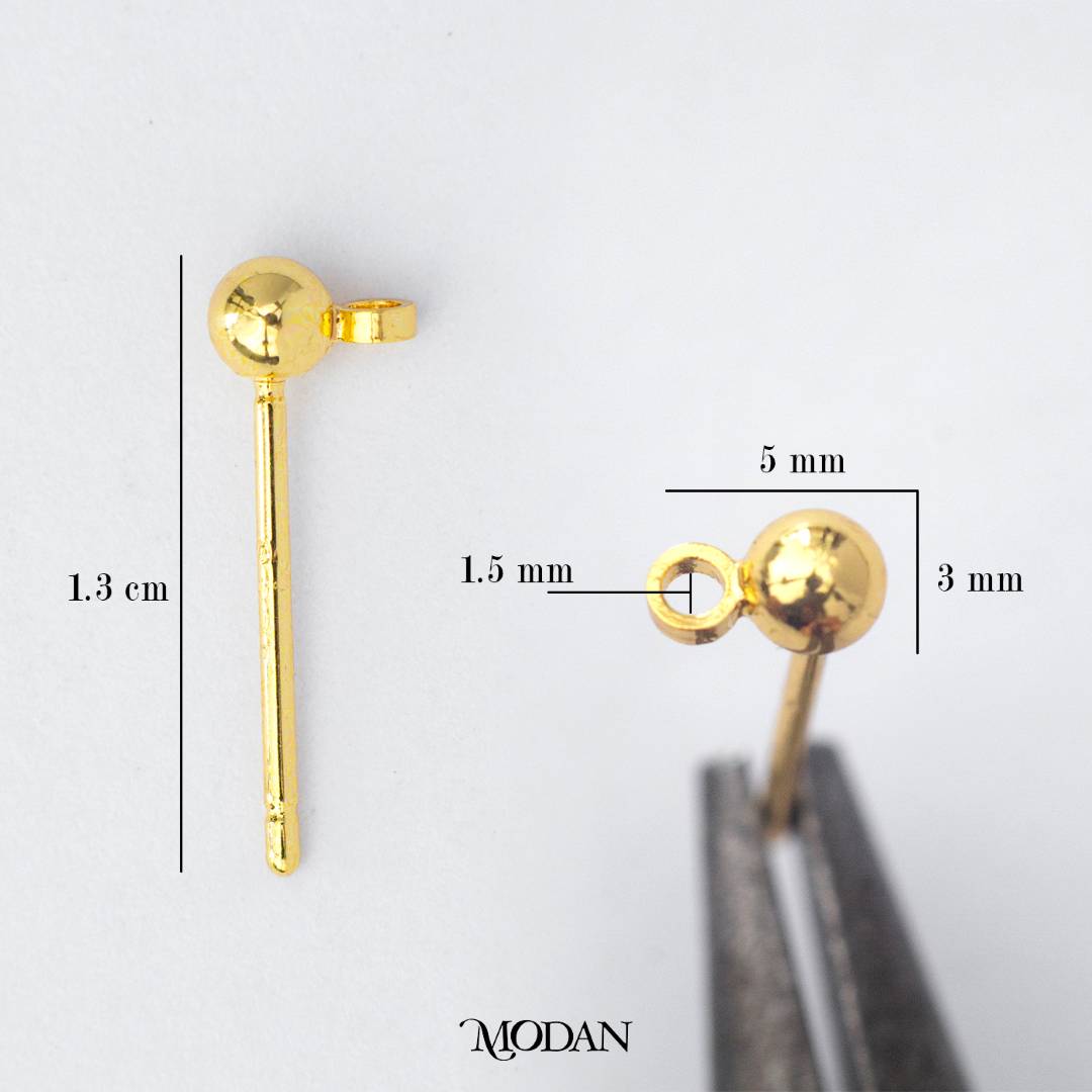 (10pcs) Plain Round Half Stud Earrings DIY Closure Paku Anting Tusuk Setengah Jadi Bulat Polos Hypoallergenic Gold Filled