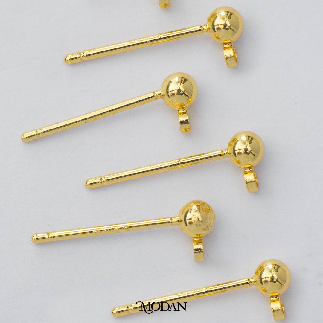 (10pcs) Plain Round Half Stud Earrings DIY Closure Paku Anting Tusuk Setengah Jadi Bulat Polos Hypoallergenic Gold Filled