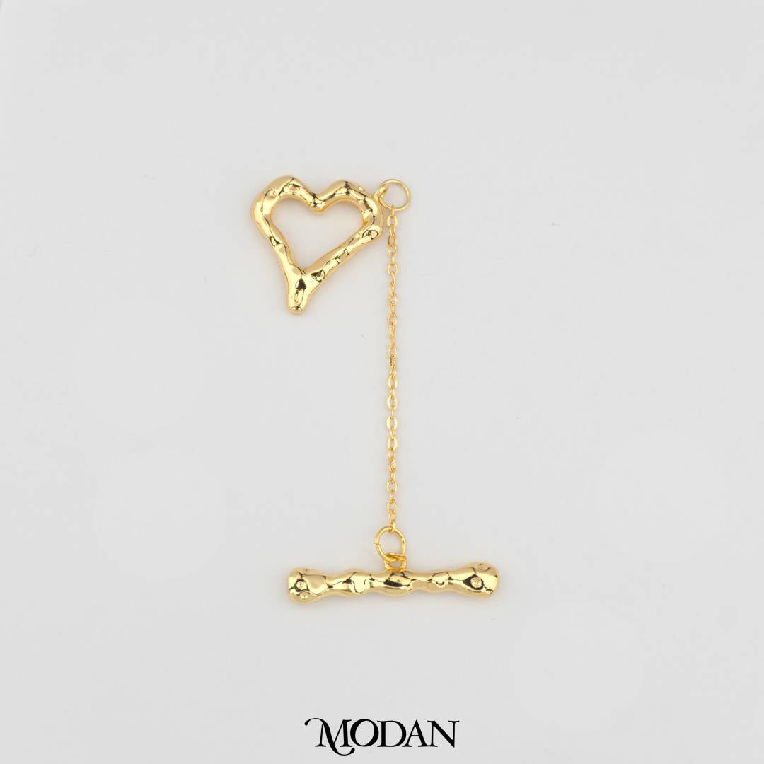 Love Heart Long Toggle Clasp DIY Pengait Kalung/Gelang bentuk Hati Hypoallergenic Gold Filled