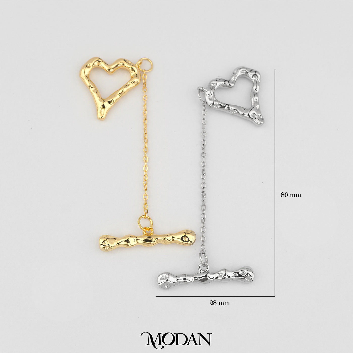 Love Heart Long Toggle Clasp DIY Pengait Kalung/Gelang bentuk Hati Hypoallergenic Gold Filled