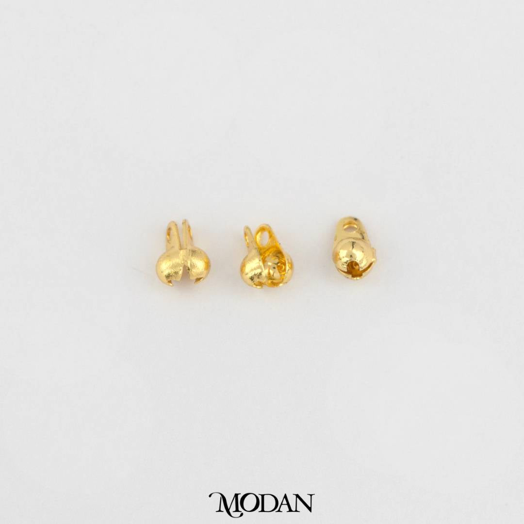(5pcs) Clamp Beads Ending Crimp Beads Knot Cover DIY Kodokan Kalung/Gelang Hypoallergenic Gold Filled