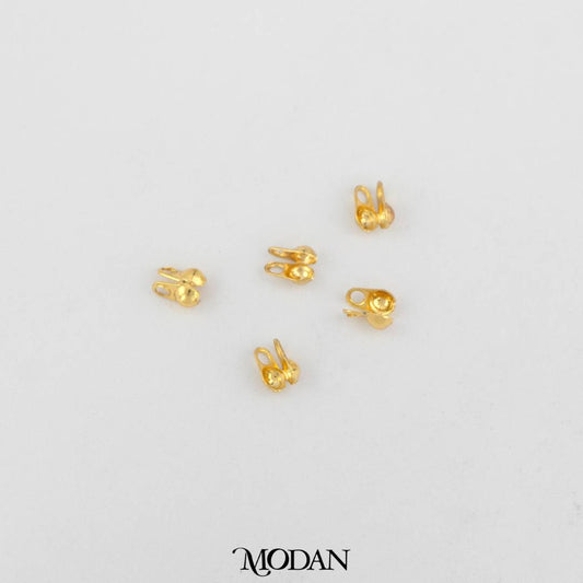 (5pcs) 3mm Clamp Beads Ending Crimp Beads Knot Cover DIY Kodokan Kalung/Gelang Hypoallergenic Gold Filled