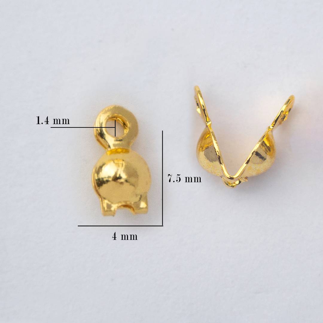 (5 pcs) 4mm Crimp Beads Knot Cover DIY Necklace Closure Kodokan Jepit Untuk Gelang/Kalung Hypoallergenic Gold Filled