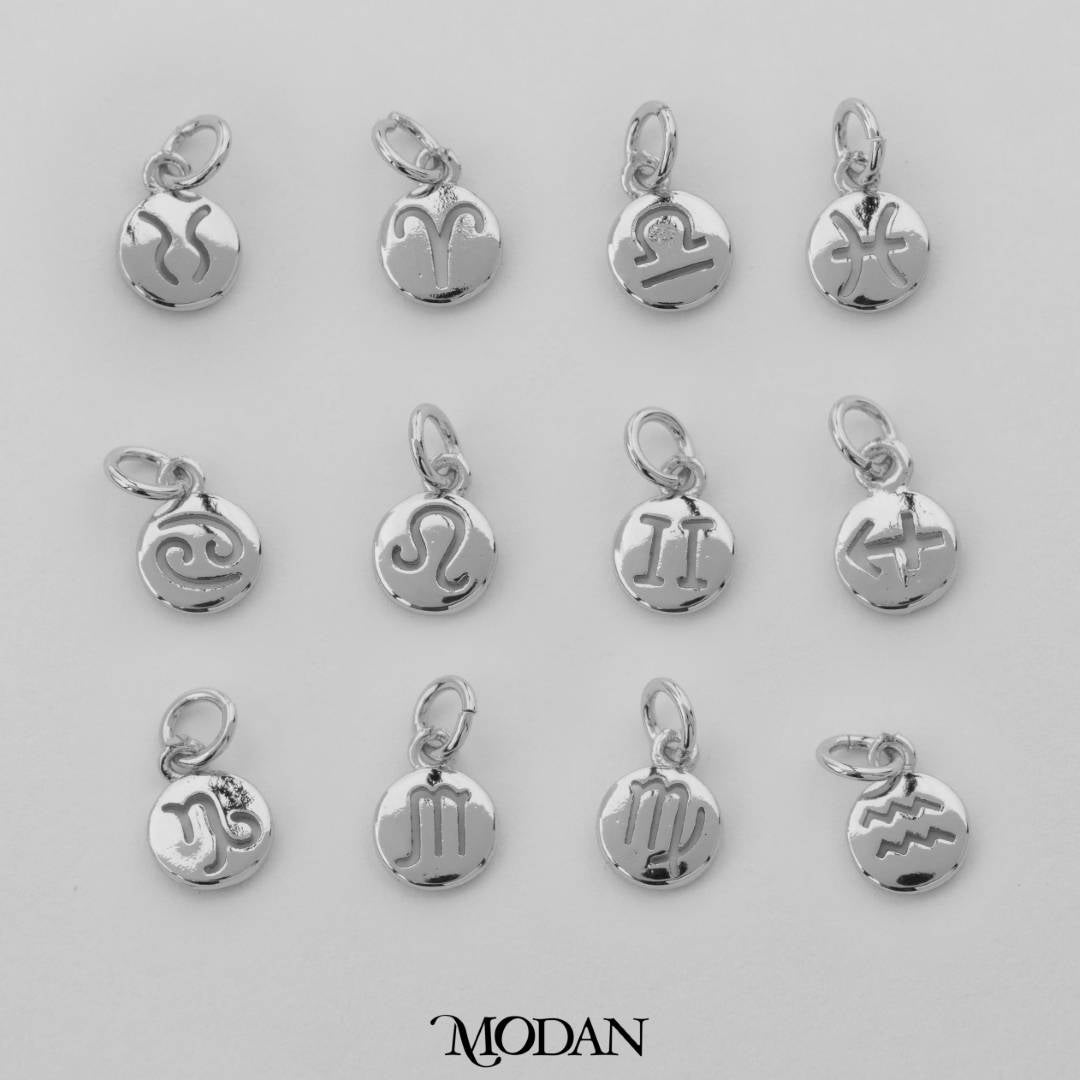 Mini Round Zodiac Sign Charm DIY Charm Liontin Kalung Logo Zodiak Bulat Polos Hypoallergenic Gold Filled
