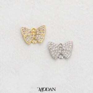 Sparkling Simple Mini Micro Paved Butterfly Shaped Mariposa Konektor Liontin Kupu Kupu Berlian Pasir