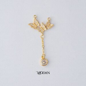 Mariposa Butterfly Connector with Dangling Crystal Charm Liontin Sambung/Konektor Bentuk Kupu Kupu untuk Kalung Elegan 
