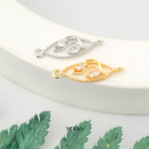 Minimalist Nature Leaf Connector - Liontin Sambung/Konektor Bentuk Daun Elegan untuk Gelang/Kalung