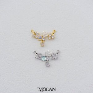 Korean Style Blooming White Flower Dangle Connector -  Liontin Sambung/Konektor Bentuk Bunga Putih untuk Gelang/Kalung DIY Jewelry Making