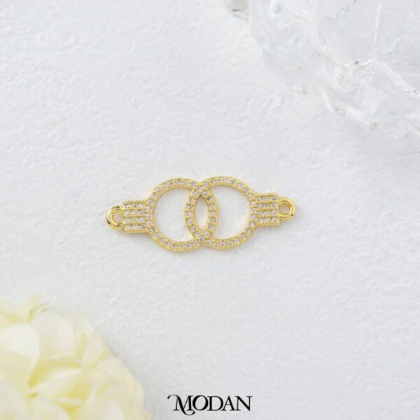 Micro Paved Interlocking Handcuff Connector - Liontin Sambung/Konektor Bentuk Bulat Berlian Pasir untuk Gelang/Kalung For DIY Jewelry Making