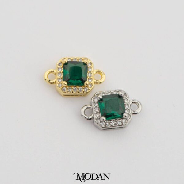 Colorful Sparkling Square Birthstone Connector Charm – Liontin Sambung/Konektor Bulan Lahir Warna-Warni Bentuk Persegi dengan Aksen Permata Cubic Zirconia 