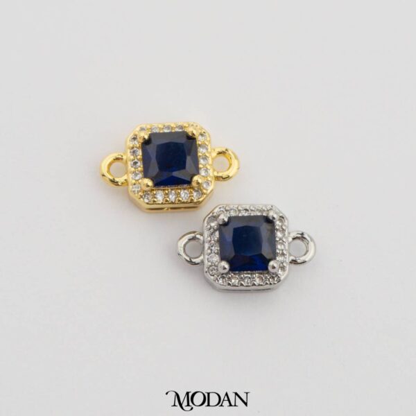Colorful Sparkling Square Birthstone Connector Charm – Liontin Sambung/Konektor Bulan Lahir Warna-Warni Bentuk Persegi dengan Aksen Permata Cubic Zirconia 