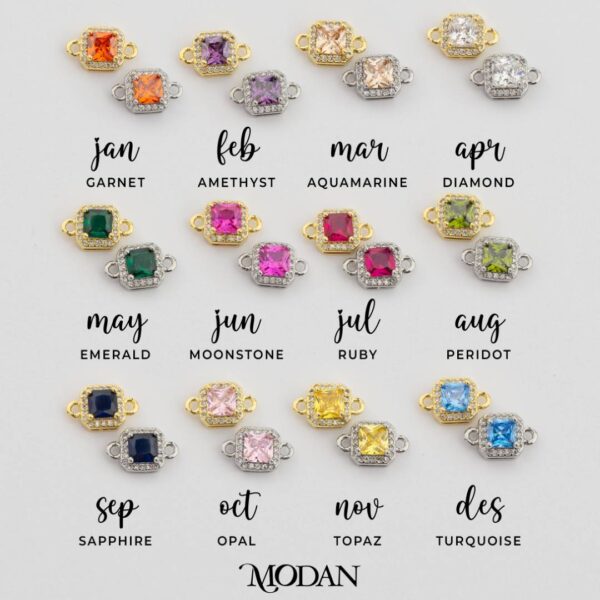 Sparkling Square Birthstone Connector
