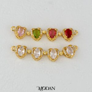 Colorful Heart Love Connector - Liontin Sambung/Konektor Panjang Bentuk Hati Kristal Bening dan Warna-Warni