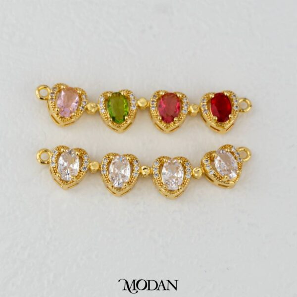 Colorful Heart Love Connector - Liontin Sambung/Konektor Panjang Bentuk Hati Kristal Bening dan Warna-Warni
